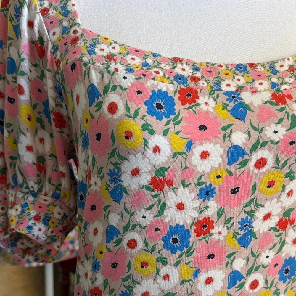 Boden Multicolor Floral Square Neck Blouse-Size 6